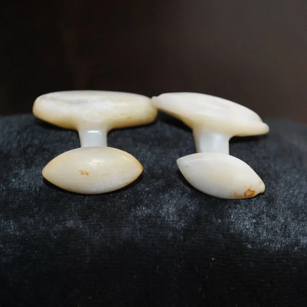 Antique Carved Mother of Pearl Shell Cufflinks